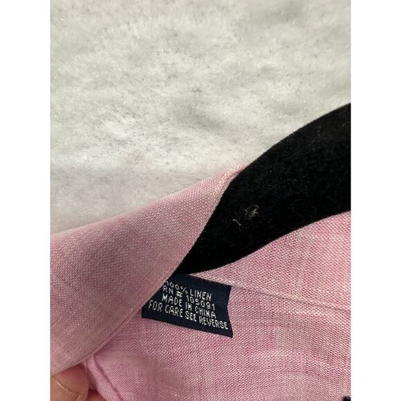 Steven Azzolina Studio Collection 100% Linen Pink Men LS Button Up Medium EUC - Picture 4 of 10